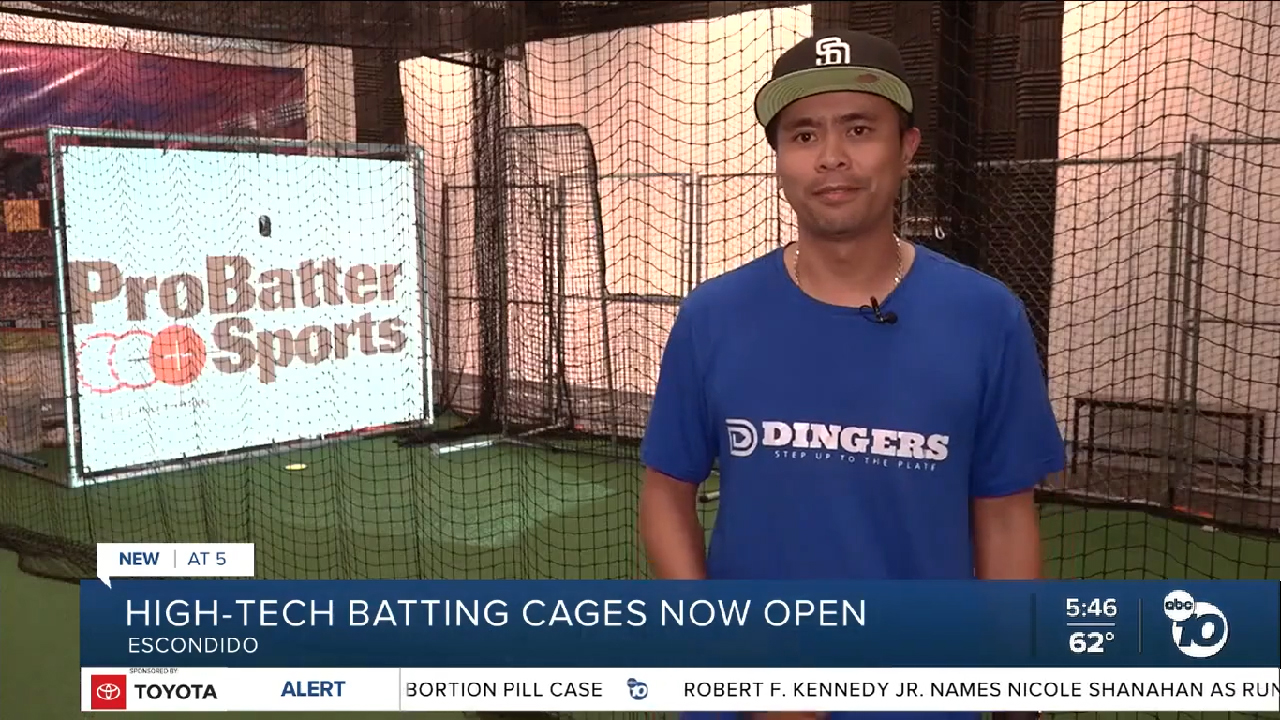 Brand New Probatter Batting Cages in Escondido’s Dingers Training Center – ABC 10 Report